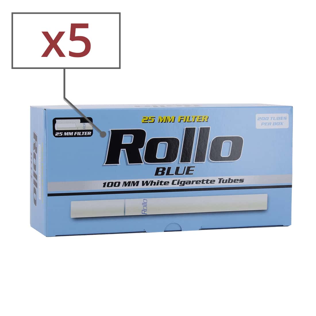 Photo de Boite de 200 tubes Rollo Blue 100's x 5