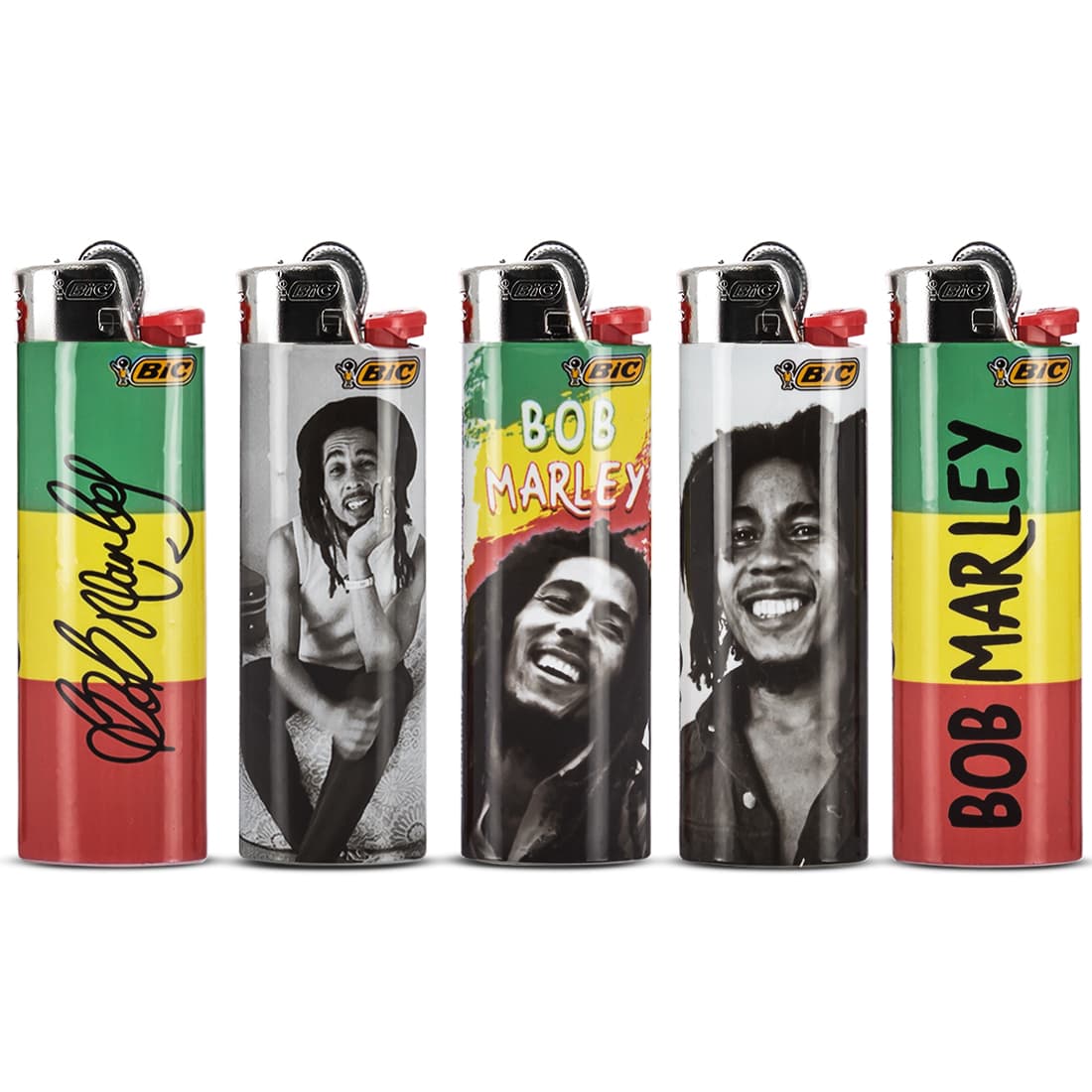 Photo de 5 briquets Bic Maxi à pierre Bob Marley