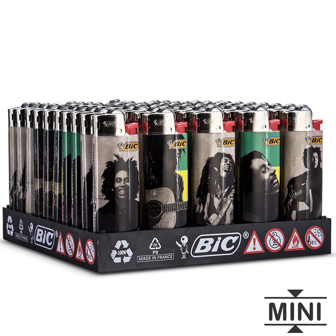 Photo de 50 briquets Bic mini à pierre Bob Marley