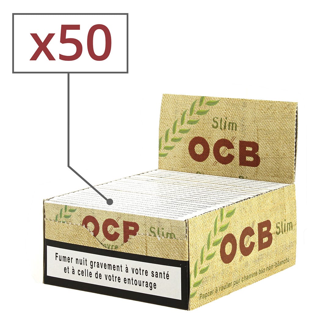 OCB Slim Chanvre Bio lot de 10 carnets de feuilles