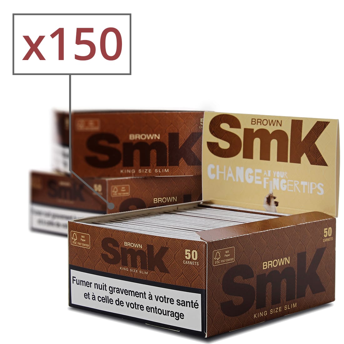 Smoking SMK Slim Brown lot de 10 carnets de feuilles 