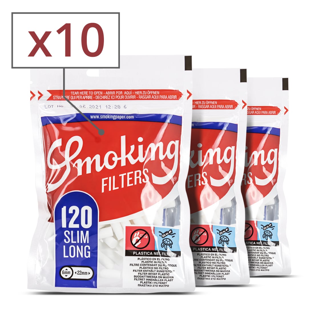 Photo de Filtres Smoking Slim Long x 10 sachets