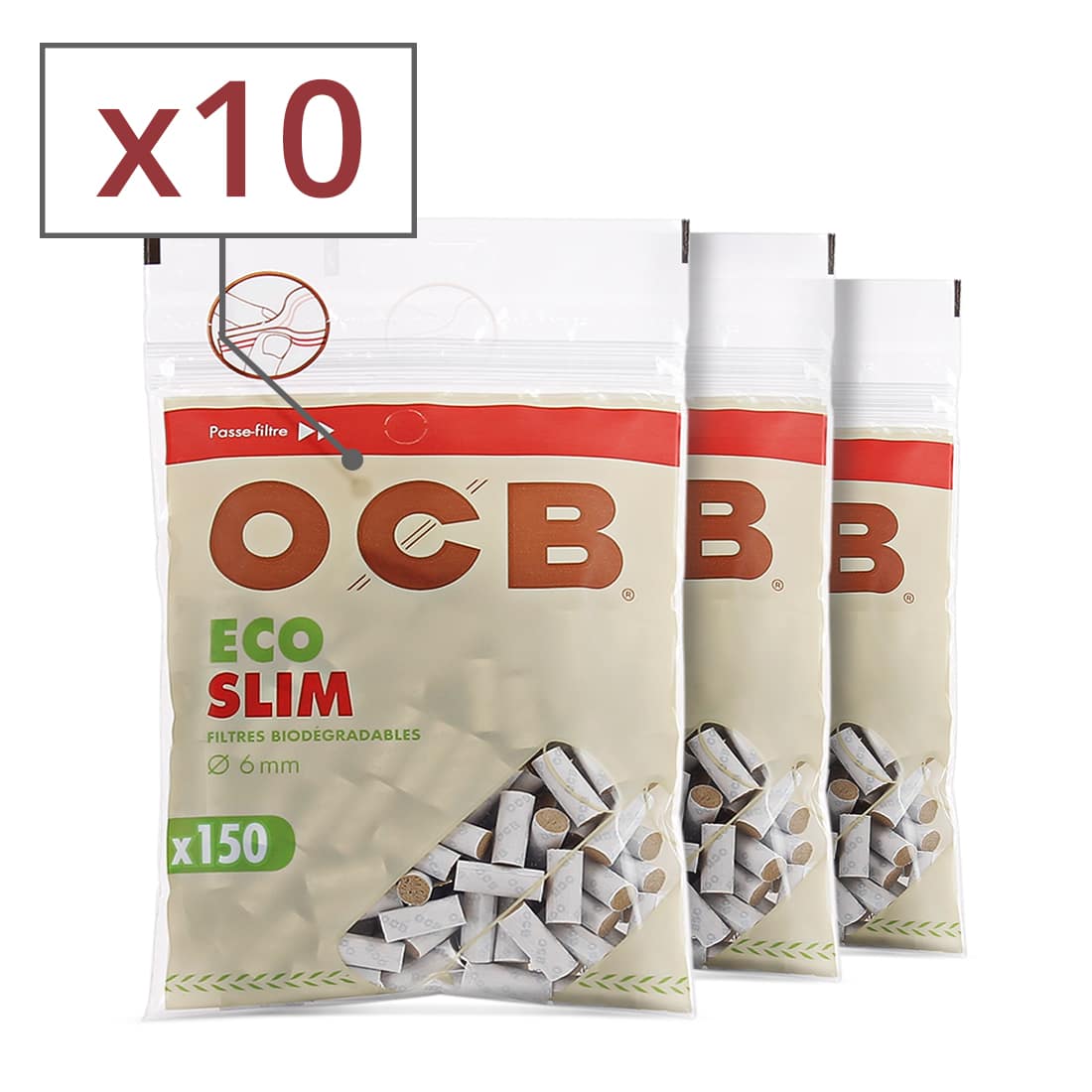 Filtres OCB slim éco bio lots de 1 à 200 sachets de filtres slim 6mm en mousse 