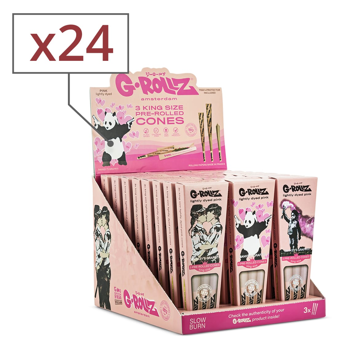 Photo de Pack de 24 boites Cones G-Rollz King Size Banksy Pink x 3