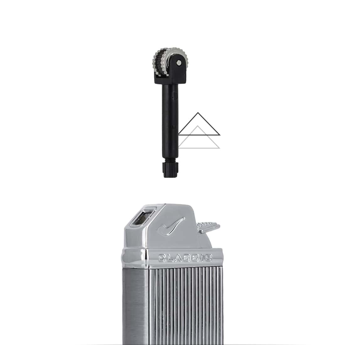 Briquet Pipe Classique En Acier – Allumage à Pierre, Flamme Inclinée, Rechargeable Au Gaz