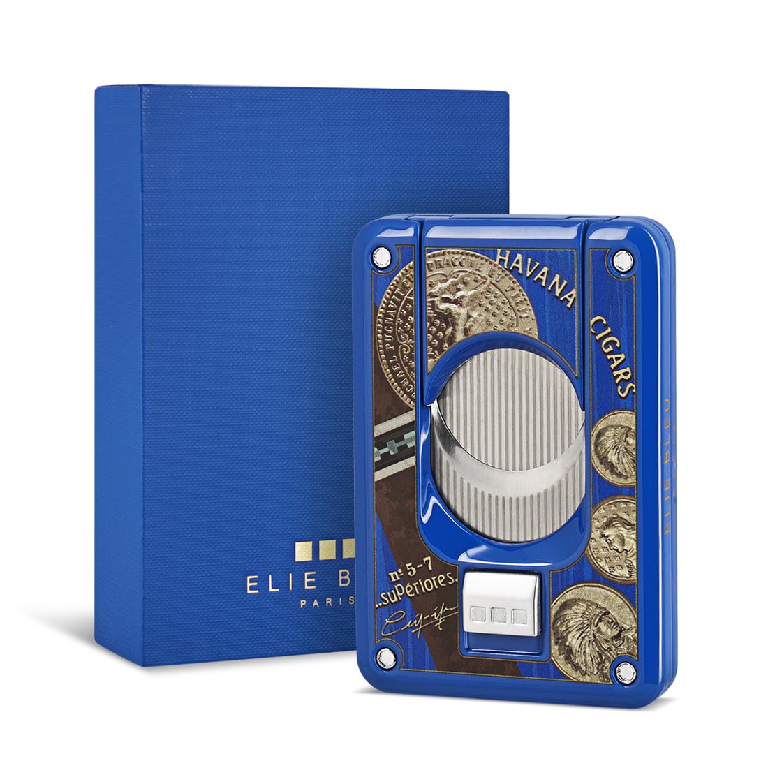 Photo #5 de Coupe Cigare Elie Bleu Double Lame Médaille Bleu