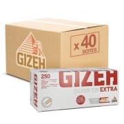 Carton 40 Boites de 250 tubes Gizeh Silver Tip Extra