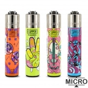 Briquet Clipper Micro Hippie Emblems x 4