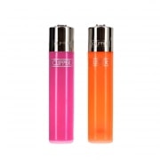 2 briquets � pierre Clipper Translucides Rose et Orange