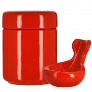 Pot  tabac et Porte Pipe Cramique Rouge