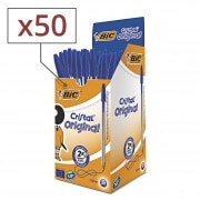 Stylo BIC Cristal Original Bleu Pointe Moyenne (10 mm) - Bote de 50