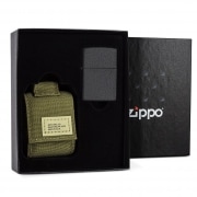 Zippo Black Crackle et Etui Tactique Kaki