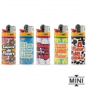 Photo #2 de 5 Briquets Bic mini � pierre dicton Fleurs