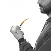 Photo #2 de Pipe Ecume de Mer Bulldog Cintre Ajoure Orange et Blanc
