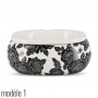 Photo #4 de Cendrier cramique Ovale XXL Floral Noir et Blanc
